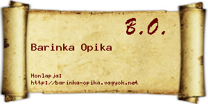 Barinka Opika névjegykártya